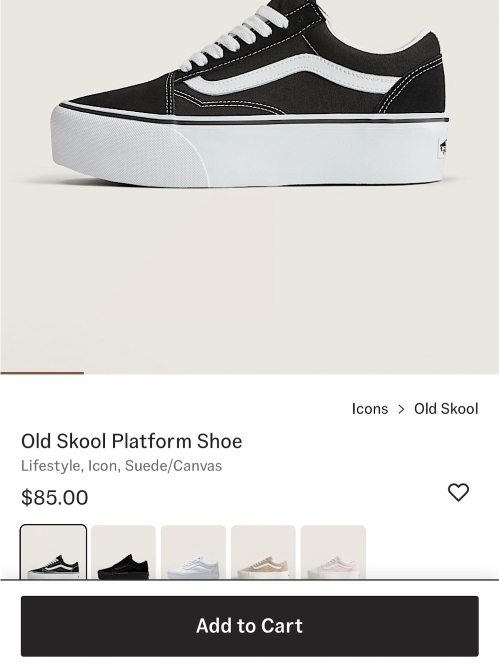 Vans Old Skool Platform - Black with White Stripe